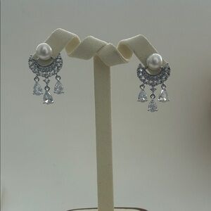 Elegant Silver Earrings and Pearl Earrings|Sterling silver posts